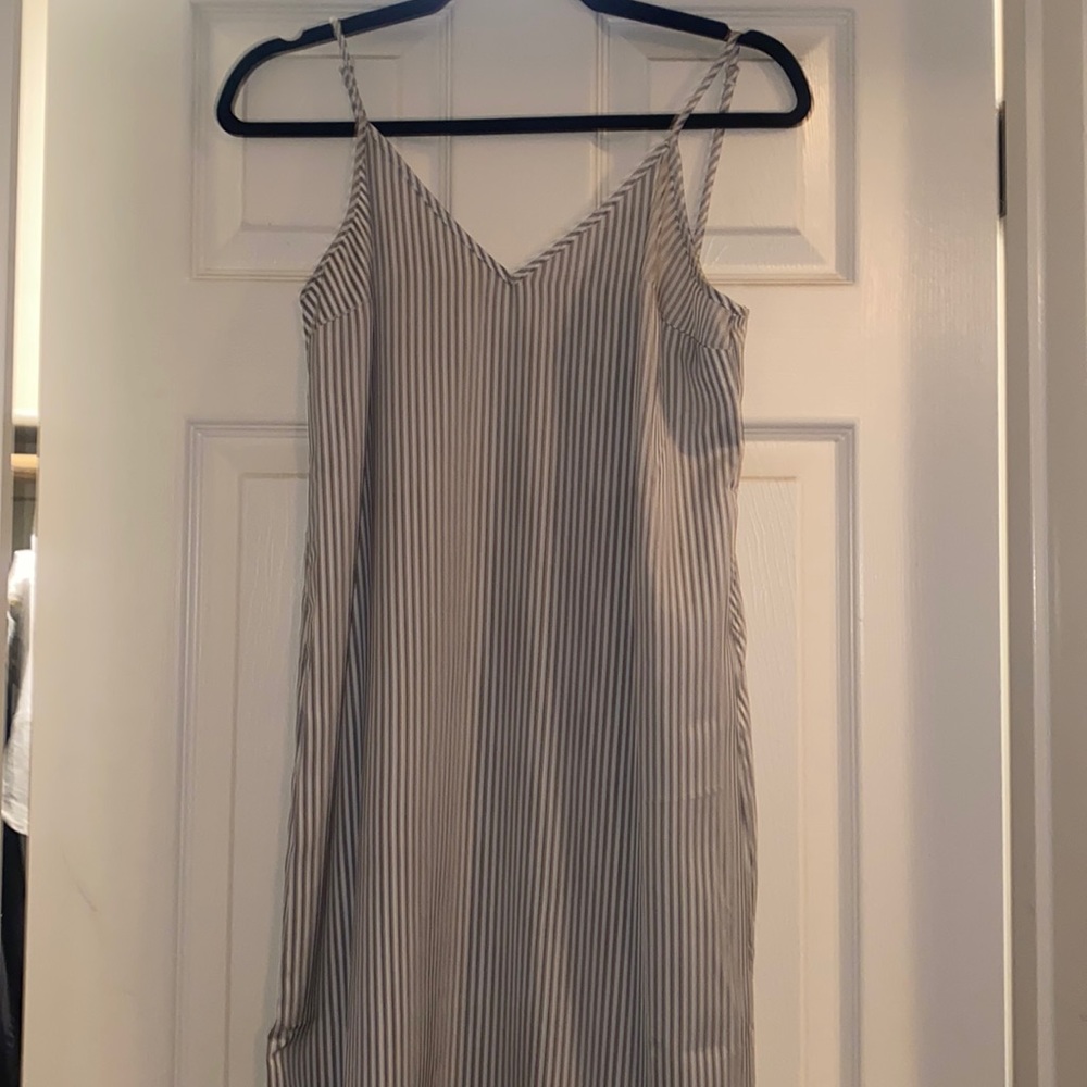 Stripped Midi Dress with Side Slit